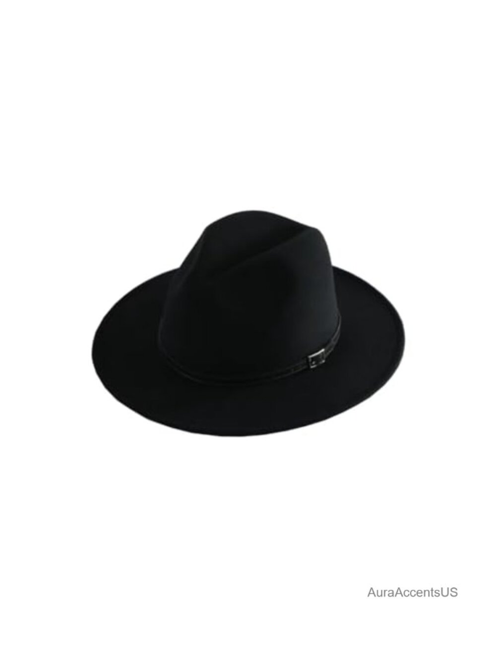 Wool Felt Panama Hat Wide Brim Fedora with Belt Buckle